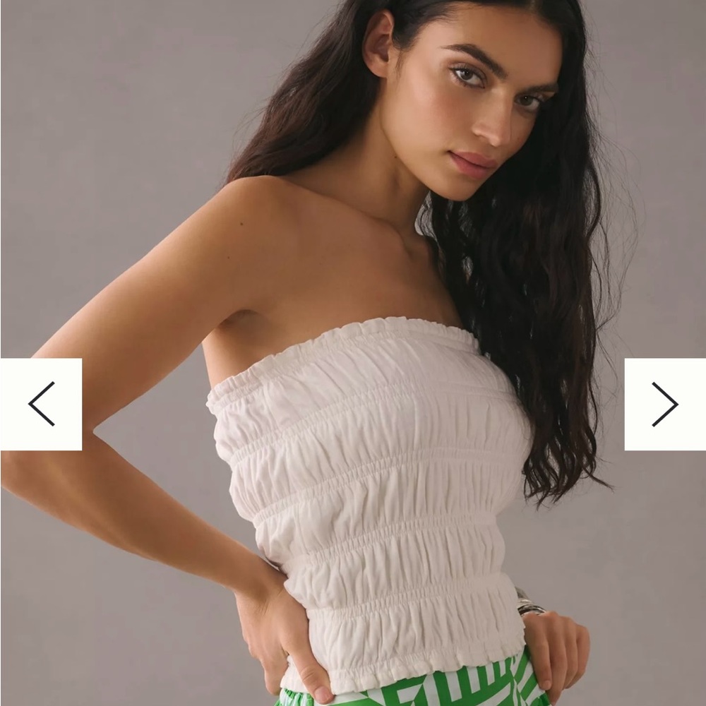 By Anthropologie Smocked Tube Top - White